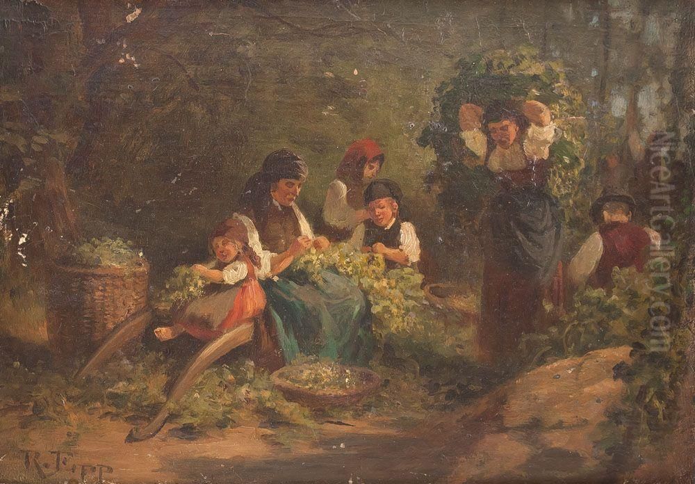 Bei Der Hopfenernte (studie) Oil Painting by Rudolf Epp
