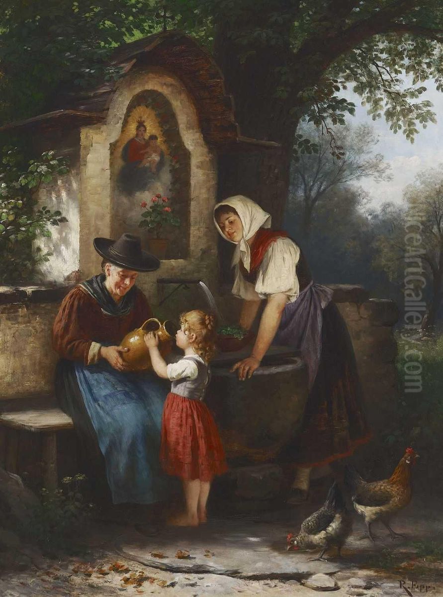 Am Brunnen Oil Painting by Rudolf Epp