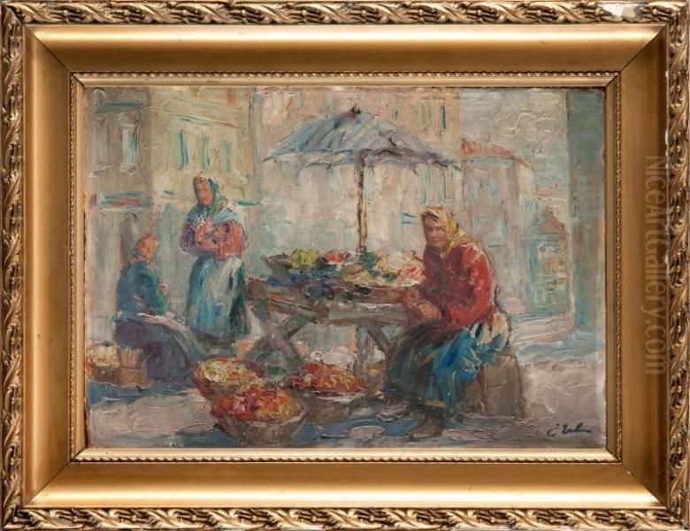 Przekupki Oil Painting by Erno Erb