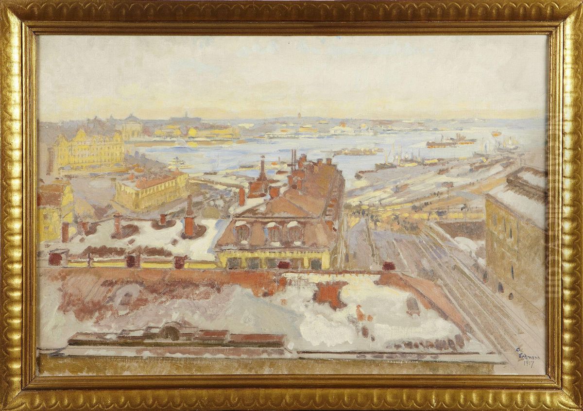 Motiv Fran Stockholm Oil Painting by Axel Erdmann