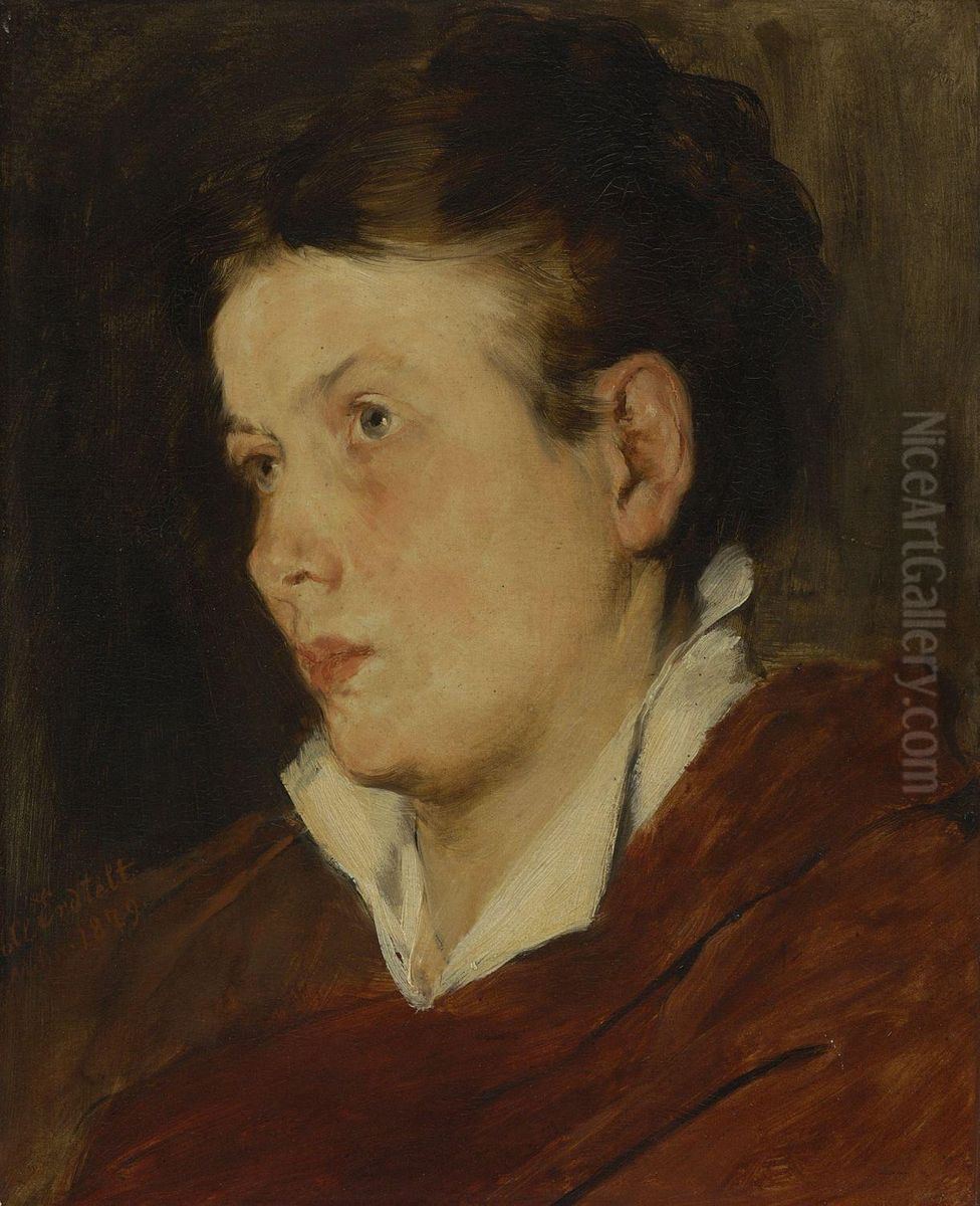 Bildnis Einer Jungen Frau Oil Painting by Alois Erdtelt