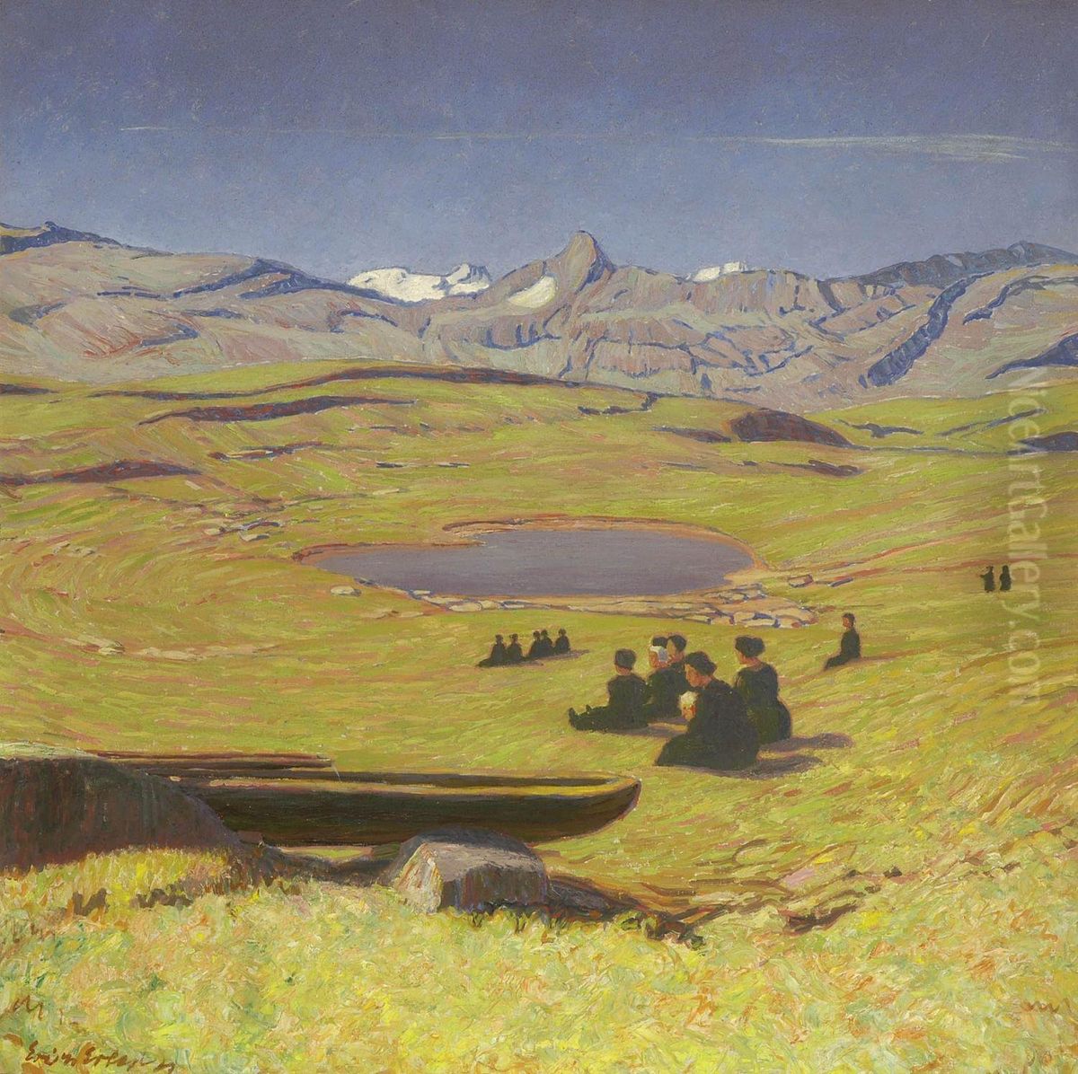 Sonntag Im Oberengadin Oil Painting by Erich Erler-Samaden