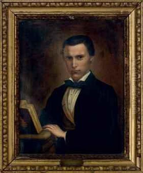 Portrait Of A Young Man Holding A Book Oil Painting by Joseph Ernst Tunner