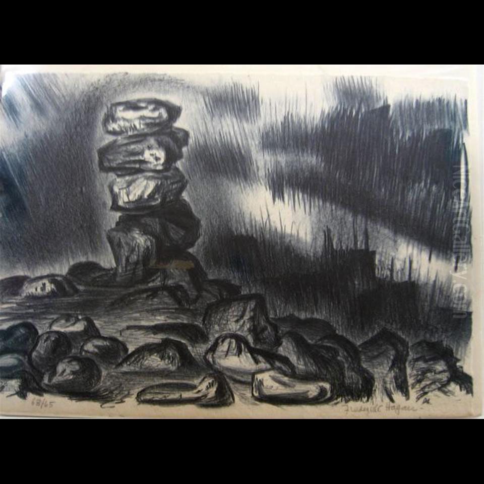 Rock Sculpture; Getting The Mail; Orchard Oil Painting by Edward Frederick Ertz