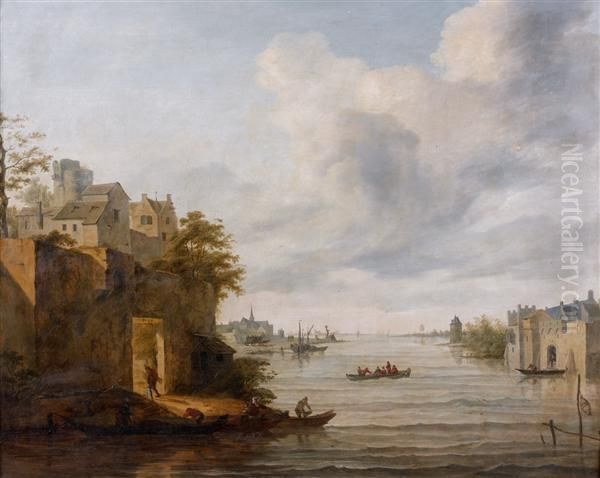 Le Passage Du Bac Oil Painting by Charles Eschard