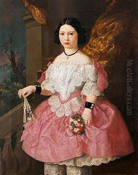 Retrato De D Carmen Carbo Soria De Paz Peraza De Nina Oil Painting by Antonio Maria Esquivel Suarez de Urbina