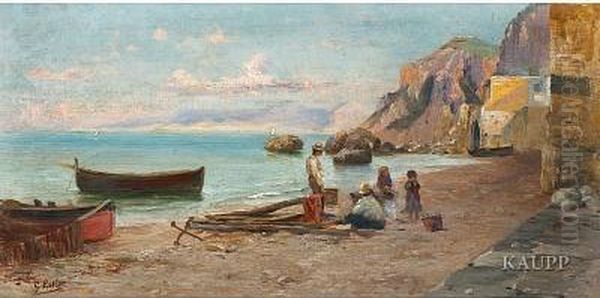 Abend An Der Grosen Marine Auf Capri Oil Painting by Georg Estler