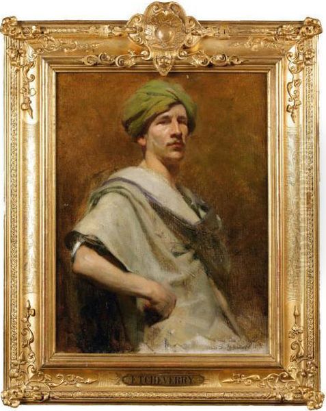 Gentleman Au Turban Vert Oil Painting by Denis Etcheverry