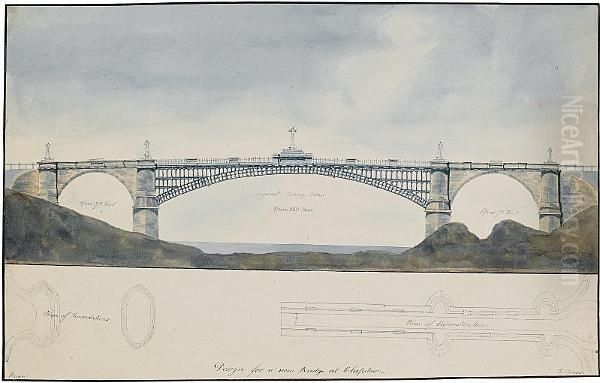 Design For A New Bridge At Chepstow Oil Painting by Evans, Richard