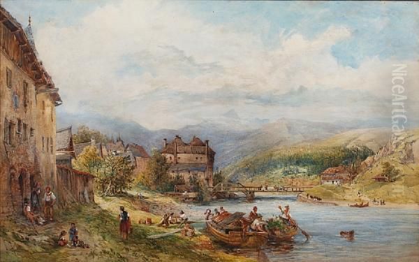 Lauffen On The Traum Oil Painting by Samuel Thomas George Evans, R.W.S.