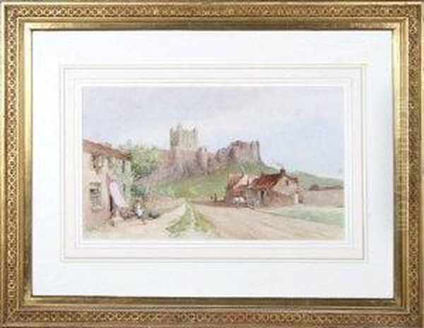 Bamburgh Village And Castle Oil Painting by Samuel Thomas George Evans, R.W.S.