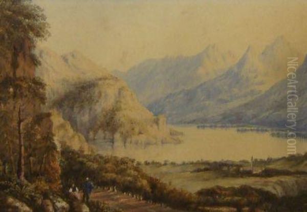 The Wolfgansee Styria Oil Painting by Samuel Thomas George Evans, R.W.S.