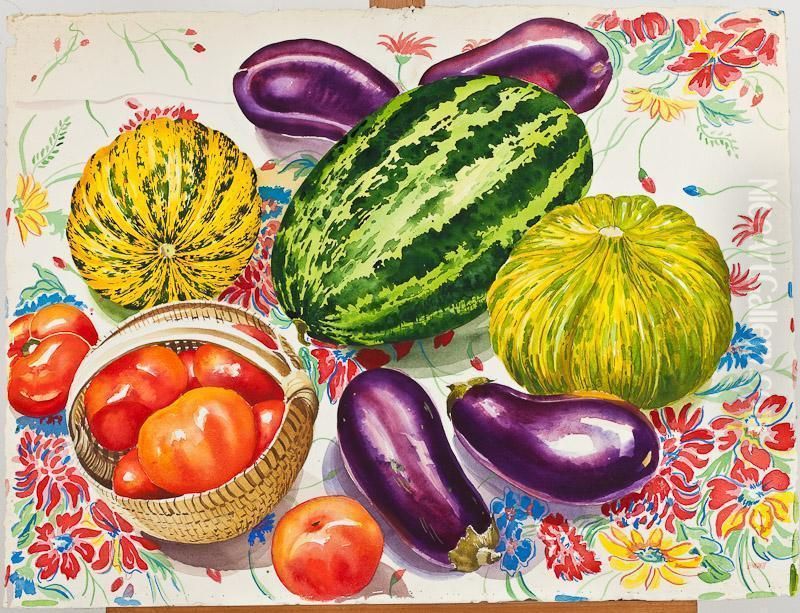 Fruit And Vegetables Oil Painting by William, Everett Col.