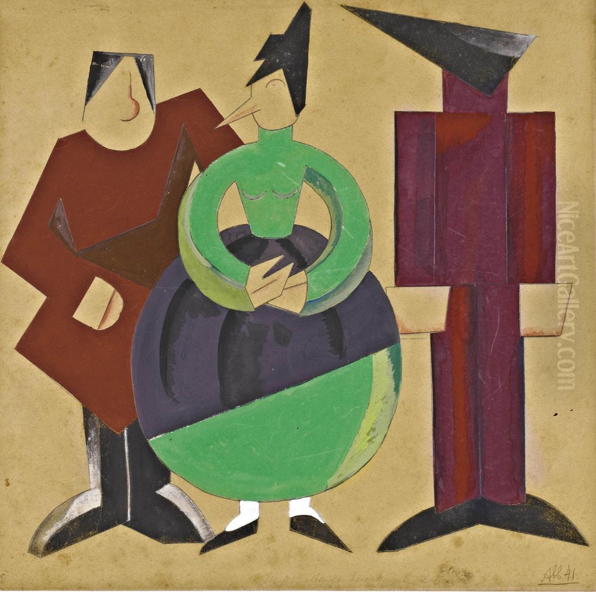 Etude De Costumes Pour Chestakov Oil Painting by Alexandra Alexandrov Exter