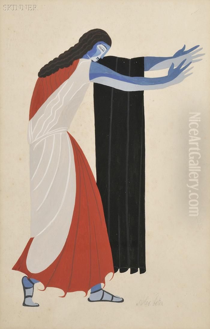 Costume Design For Aeschylus's Tragedy Oil Painting by Alexandra Alexandrov Exter