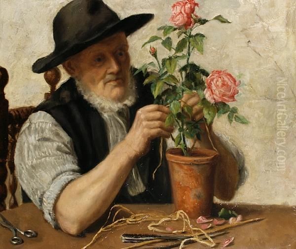 An Old Hand Oil Painting by Emily Eyres