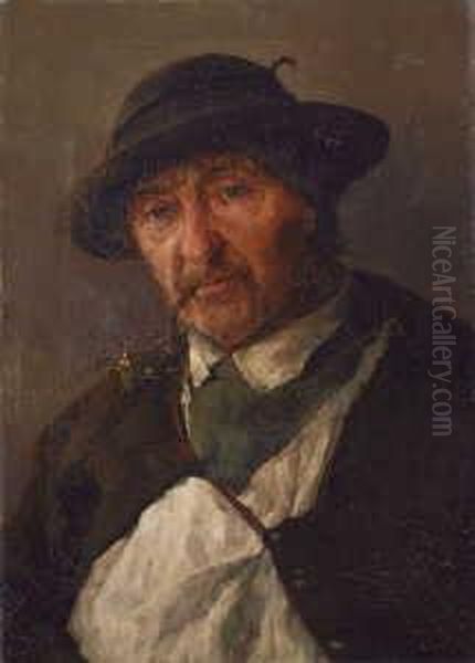 Tiroler Bauer Mit Pfeife.
 Signiert Unten Mitte: Eysen.
 Ol Auf Leinwand. H 70; B 50 Cm.
 Der Oil Painting by Louis Eysen
