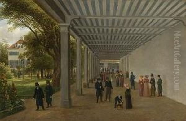 Dr. Struwes Trinkhalle In Teplitz- Schonau Oil Painting by Karl Gottfried Traugott Faber