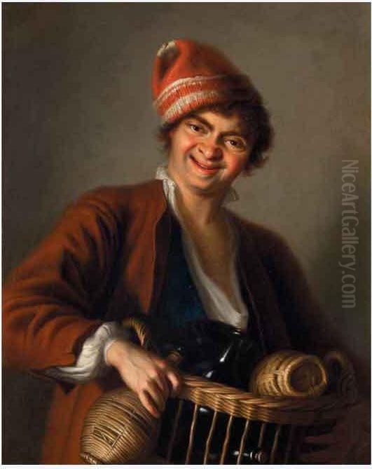 Giovane Con Cesta E Fiaschi Oil Painting by Pietro Fabris