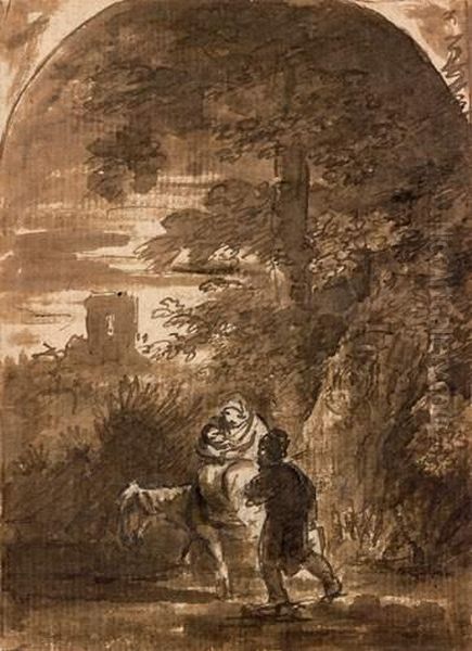 La Fuite En Egypte
 Plume Et Encre Brune Sur Traits De Crayon Noir, Lavis Brun Oil Painting by Barent Fabritius