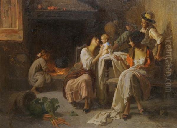 New Baby Oil Painting by Carlo Facchinetti