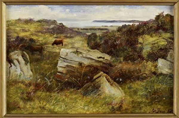 A Rocky Outcrop, Galloway Oil Painting by James Jnr Faed