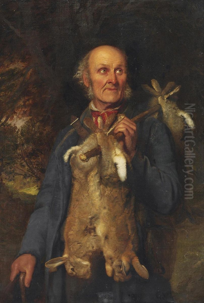 Rabbit Catches Oil Painting by John Faed