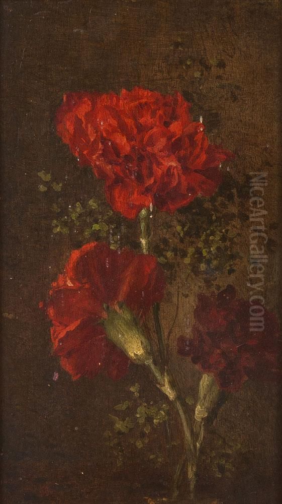 Rote Nelken Oil Painting by Victoria Dubourg