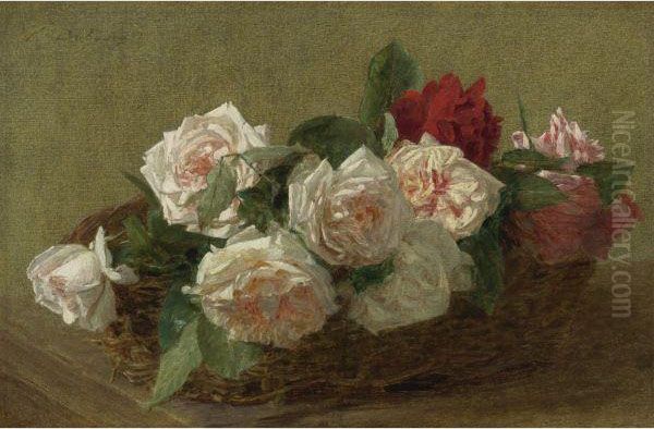 Panier De Roses Oil Painting by Victoria Dubourg