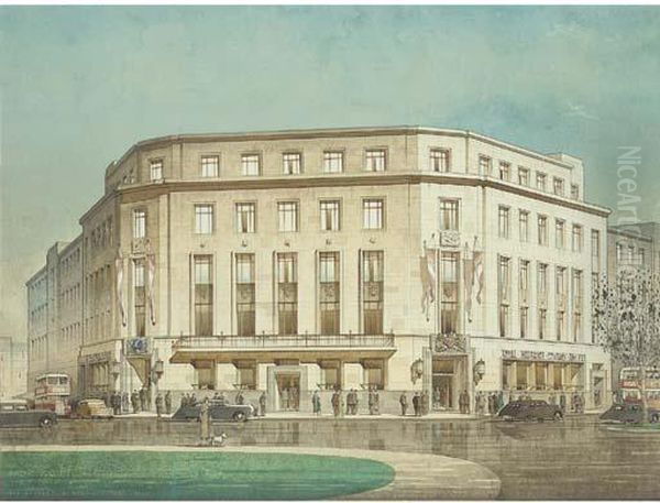 The Royal Insurance Company Limited, Plymouth Oil Painting by Cyril Arthur Farey