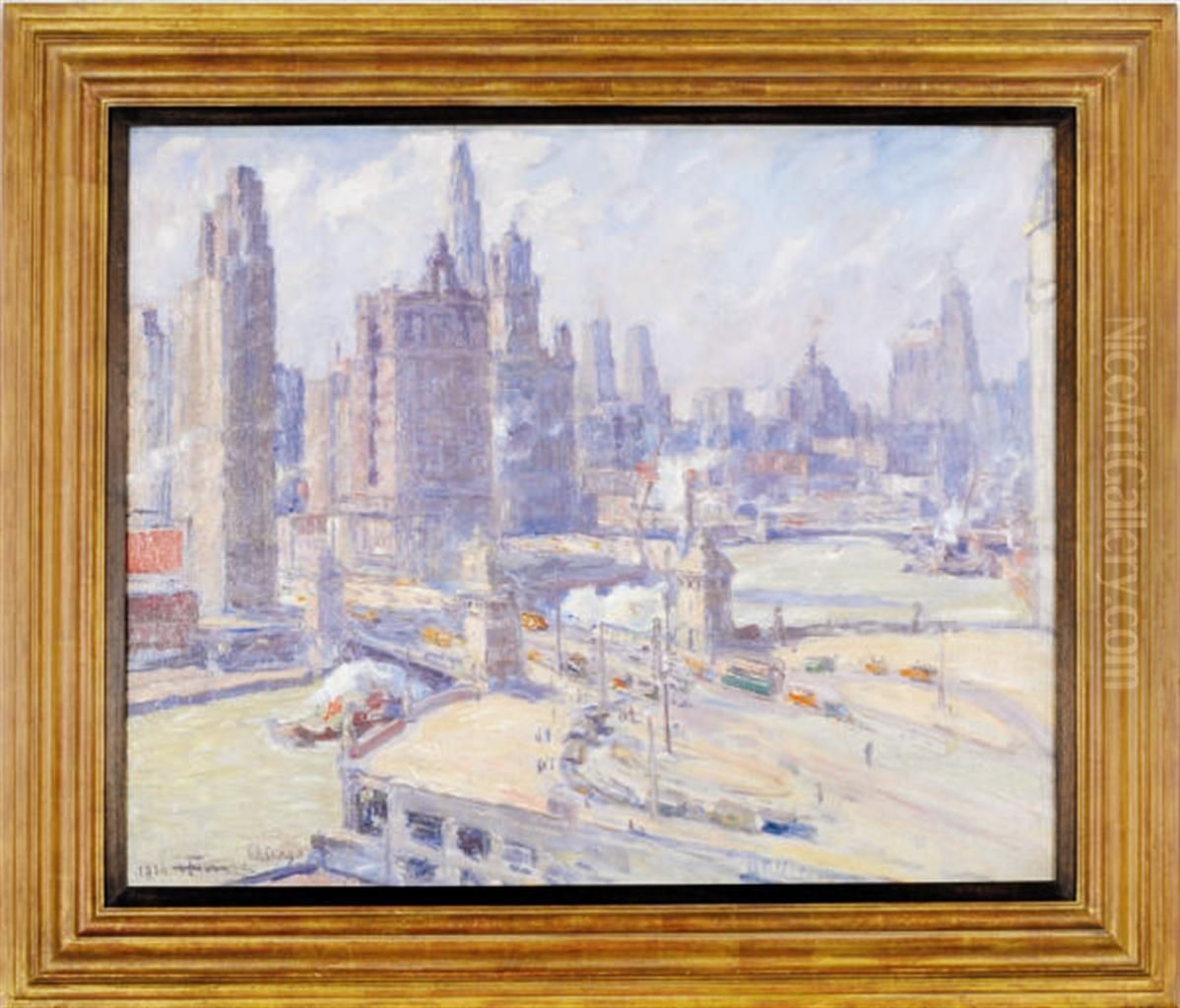 Michigan Avenue Bridge, Chicago Oil Painting by Henri Farre