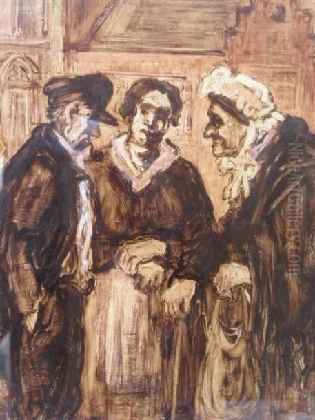 Conversation Oil Painting by Leon Fauche