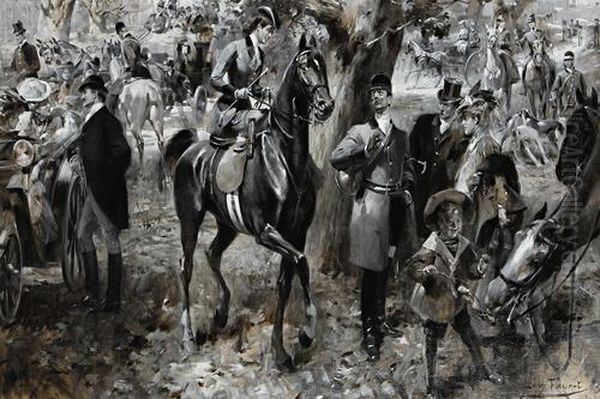 Retour De Chasse Cour Oil Painting by Leon Jean Joseph Fauret