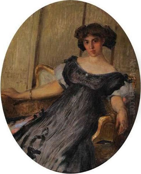 Jeune Elegante Assise Dans Un Fauteuil,1907 Oil Painting by Leon Jean Joseph Fauret