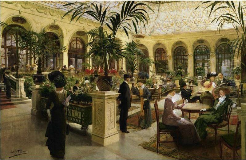 The Cafe De La Paix In Paris Oil Painting by Leon Jean Joseph Fauret
