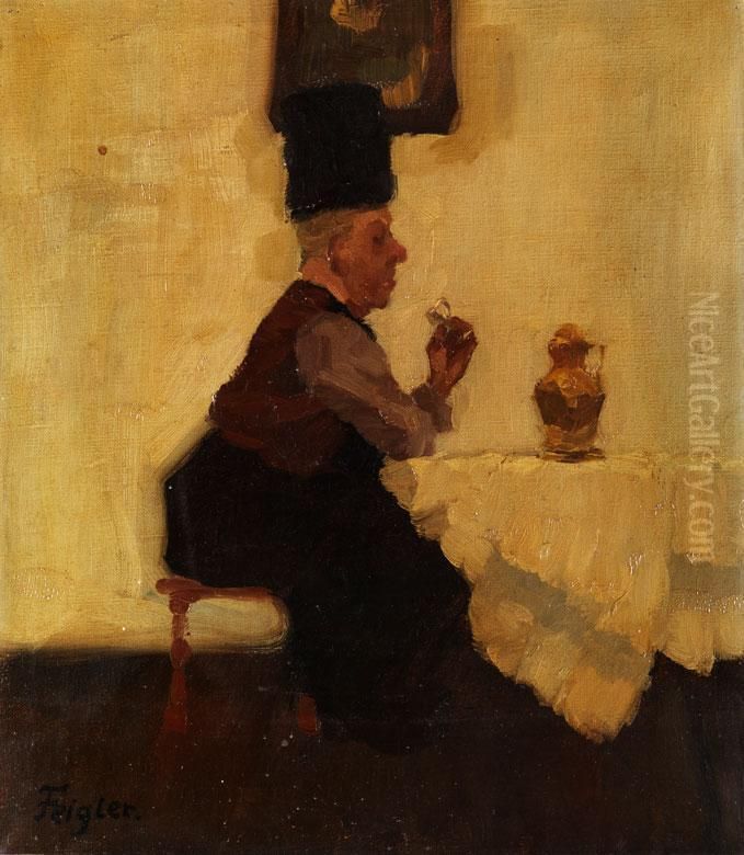 Mann Mit Hut Oil Painting by Fritz Feigler