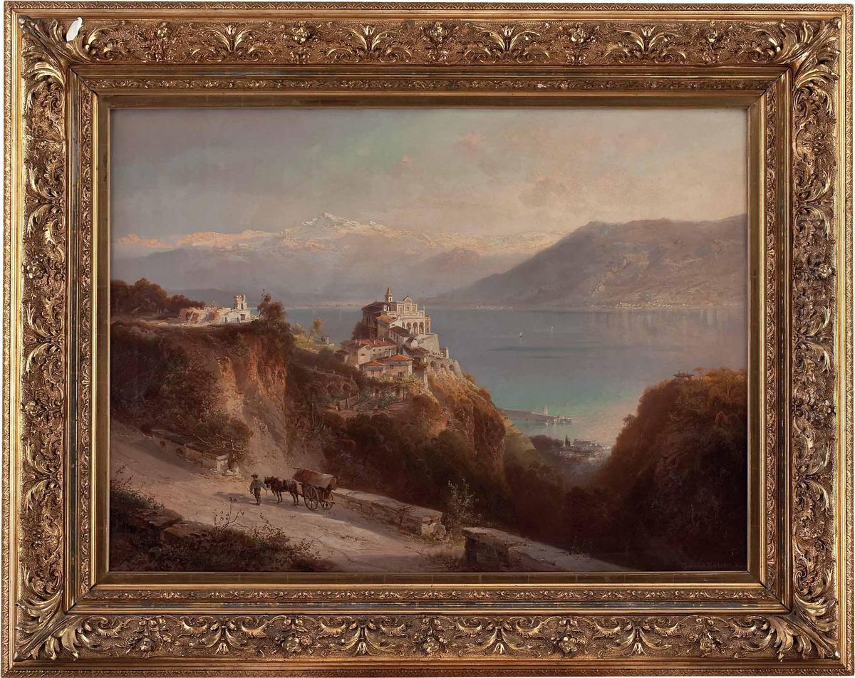 Madonna Del Sasso Am Lago Maggiore Oil Painting by Ferdinand Feldhutter