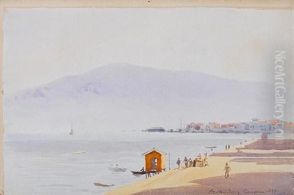 Shore Of Smyrna, Cyprus Oil Painting by Valentin Augustowitsch Feldmann