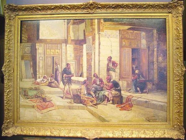 Turkish Courtyard Oil Painting by H. Felician