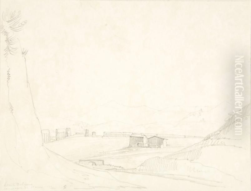 Environs De Rome, La Vallee Des Aqueducs Oil Painting by Theodore Caruelle d' Aligny