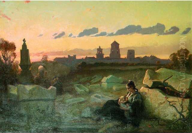 Paysage De Ruines Oil Painting by Joseph Felon