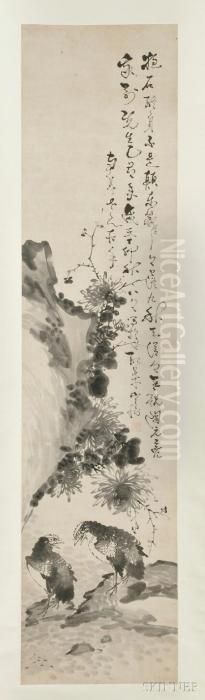 Depicting Two Birds With A Rock Oil Painting by Gao Fenghan