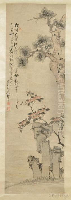 Flowers And Rocks Oil Painting by Gao Fenghan