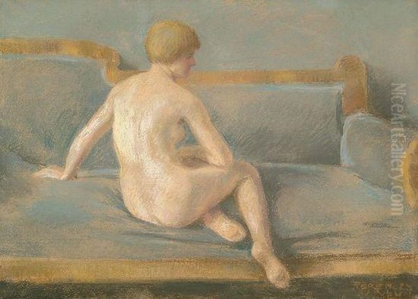 Noi Akt Kanapen Oil Painting by Valer Ferenczy