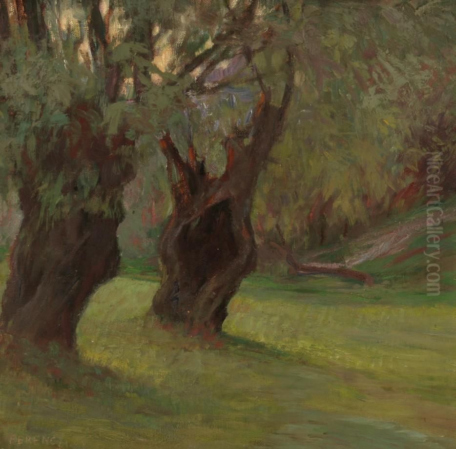 Folyoparti Fak Oil Painting by Valer Ferenczy