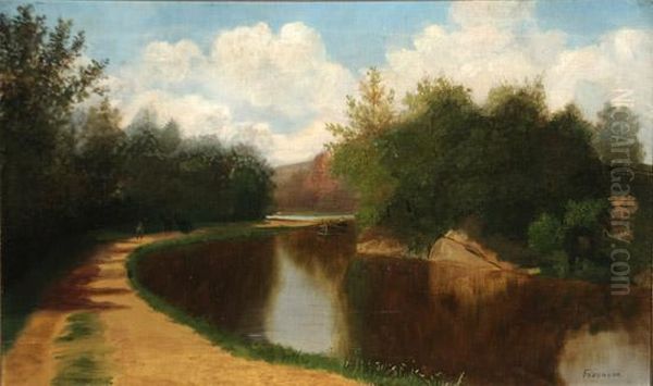 Along The Canal Oil Painting by Henry Augustus Ferguson