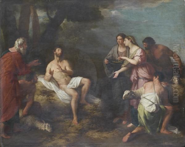 Aaron Recevant Les Bijoux Pour Sculpter Le Veau D'or Oil Painting by Francesco Fernandi