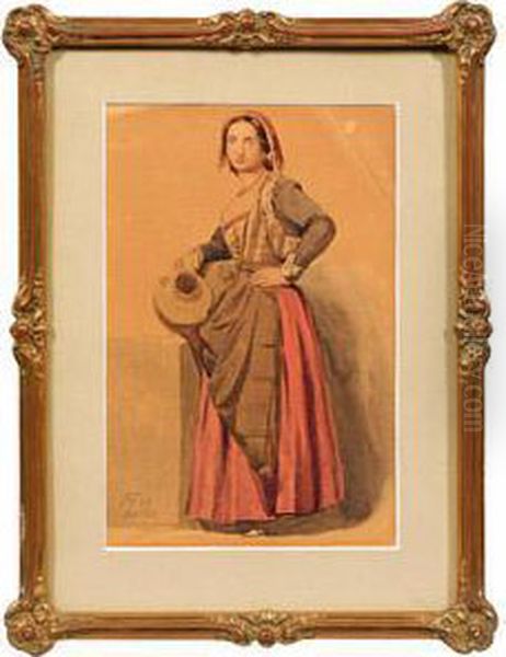 Stehende Jungeitalienerin Mit Krug Oil Painting by Anselm Friedrich Feuerbach