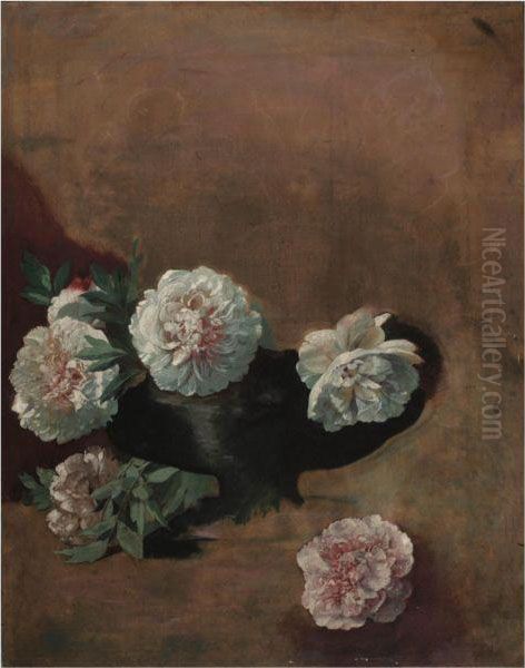 Pfingstrosen (still Life With Peonies) Oil Painting by Anselm Friedrich Feuerbach