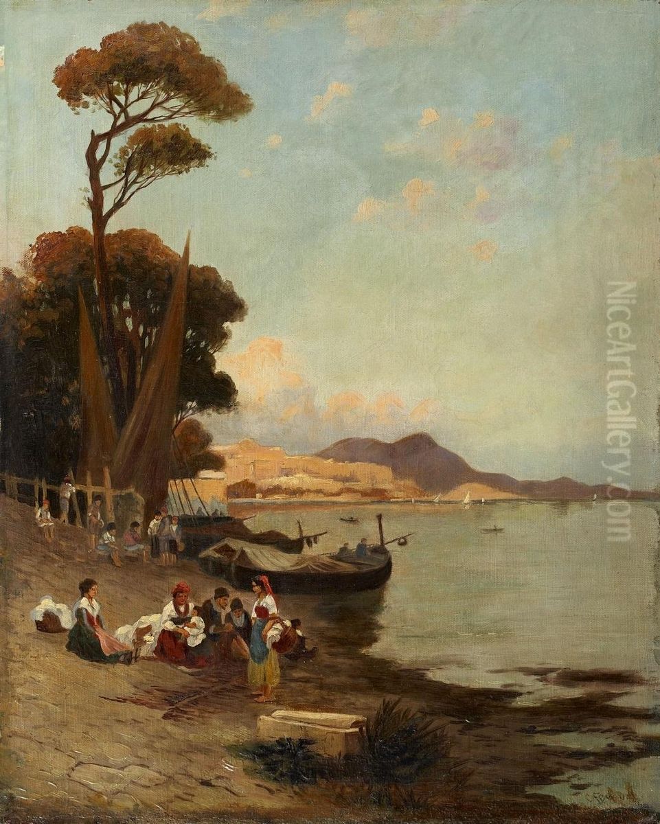 Am Golf Von Sorrent Oil Painting by Carl Fey